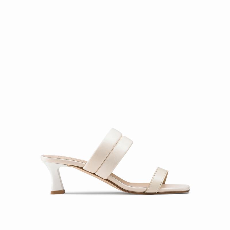 Russell & Bromley Two Step Double Strap Mules Women's Cream White [ZFF7524HQ]